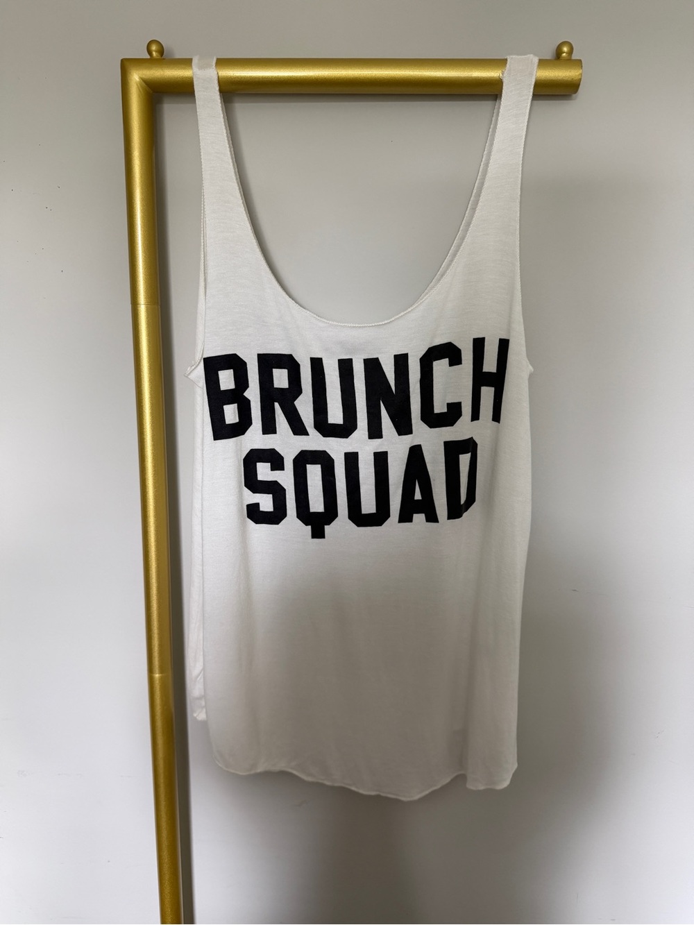 Sweet Claire White Tank Top with Black "BRUNCH SQUAD" Graphic